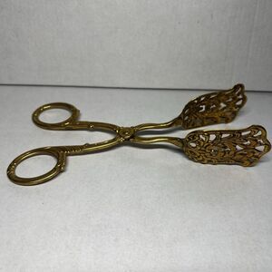 Vintage Solingen Germany Gold Plated Hildesheimer Rose Pastry Scissor Tongs